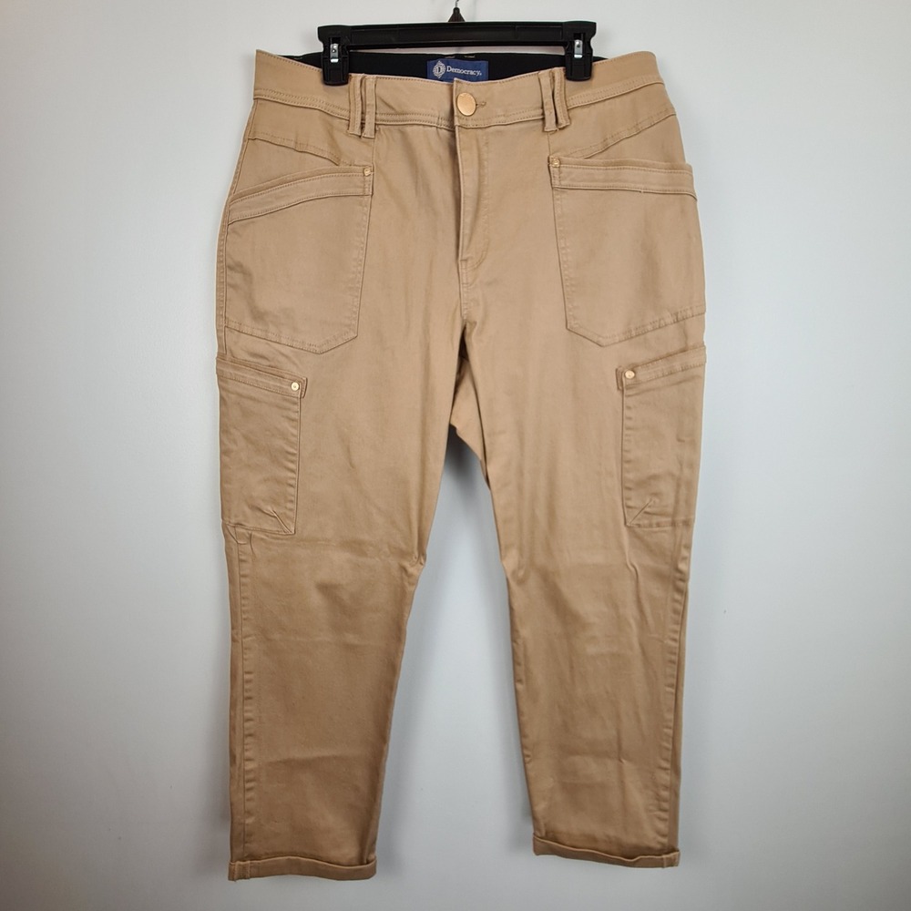 Democracy Absolution Cargo Crop Pants Khaki Tan Plus Size 16W Stretch Utility